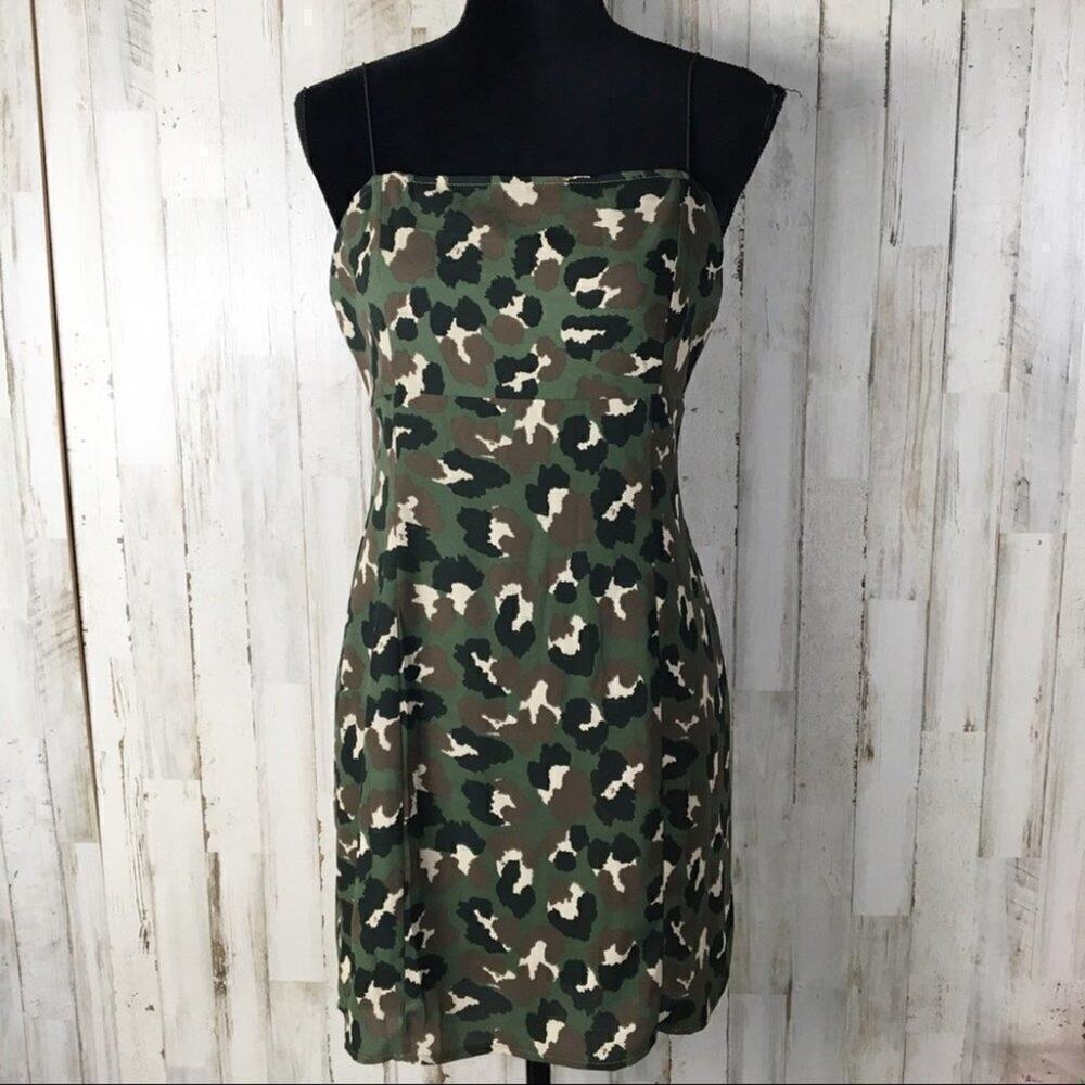 Wild Honey Camo Print Sleeveless Dress Green NWT